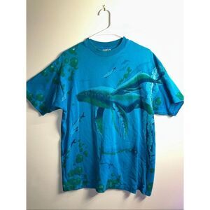 Vintage 1990s Hanes Beefy-T Whale & Dolphin All-Over Print T-Shirt – Men’s Large